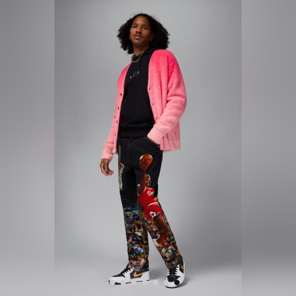 Nike Air Jordan Printed Twill Black Pants Jumpman HF0045-010 Men's US 36 - Picture 10 of 13